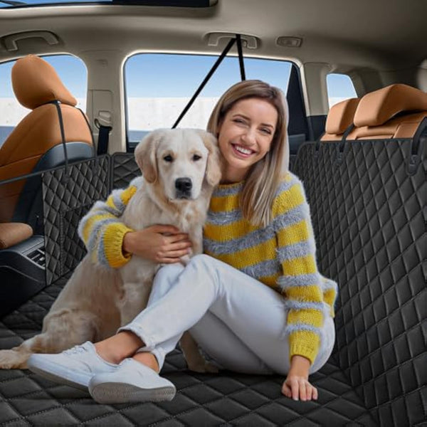 Dog Car Seat Cover for Back Seat - Back Seat Extender for Dogs Pet Supports 300lbs, Hard Bottom Car Seat Cover Bed for Dog, Waterproof Sturdy Dogs Backseat Cover for Car SUV